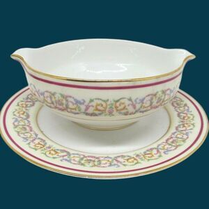 Charles Ahrenfeldt French Limoges Belfort Gravy Boat With Attached Underplate